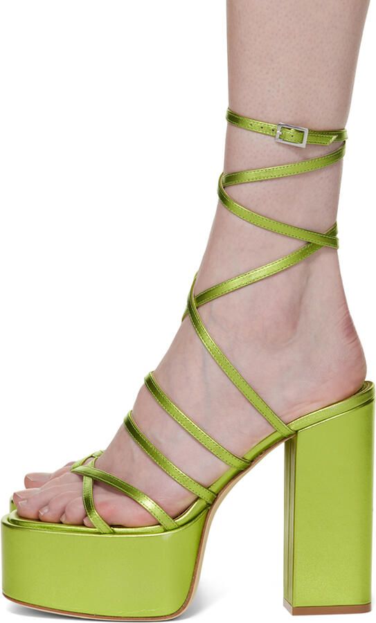 Paris Texas Green Evita Platform Sandals - Picture 2