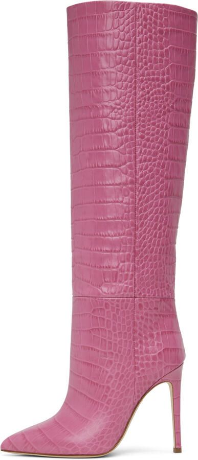 Paris Texas Pink Croc Stiletto Boots - Picture 2