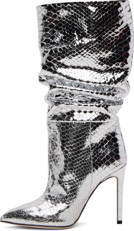 Paris Texas Silver Snake Slouchy Boots