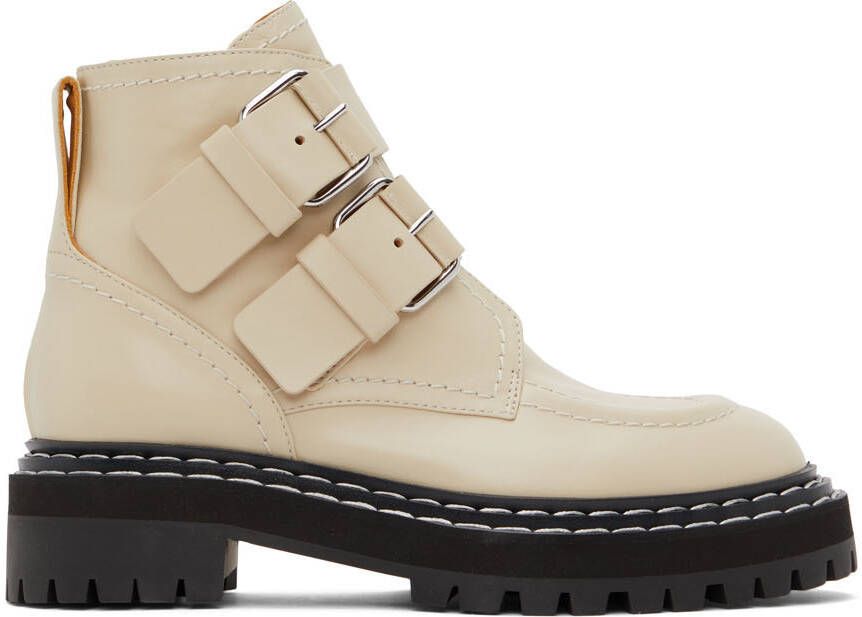 Proenza Schouler Beige Lug Sole Buckle Boots - Picture 5