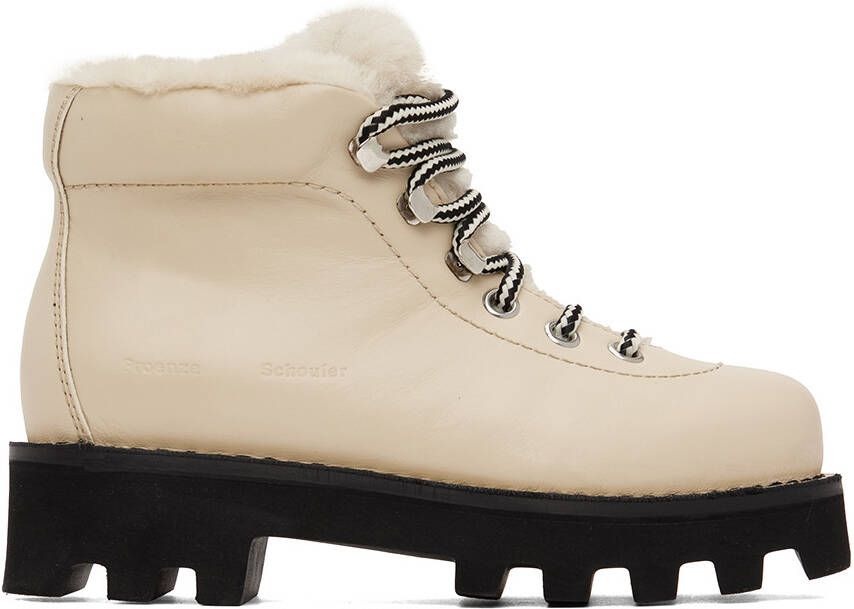 Proenza Schouler Beige Shearling Hiking Boots - Picture 5