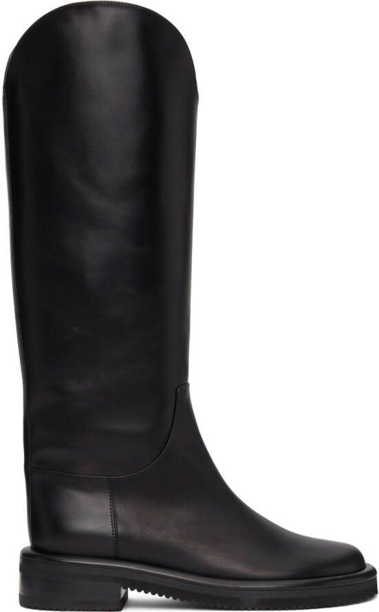 Proenza Schouler Black Leather Pipe Riding Boots - Picture 5