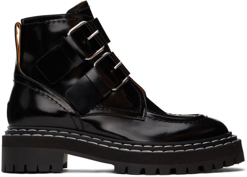 Proenza Schouler Black Lug Sole Buckle Boots - Picture 5