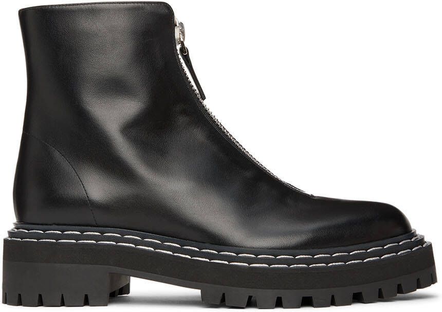 Proenza Schouler Black Lug Sole Zip Ankle Boots