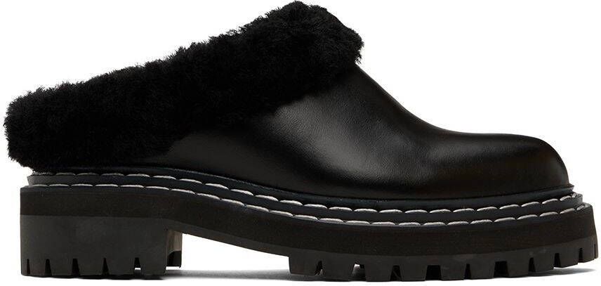 Proenza Schouler Black Shearling Lug Sole Mules - Picture 5