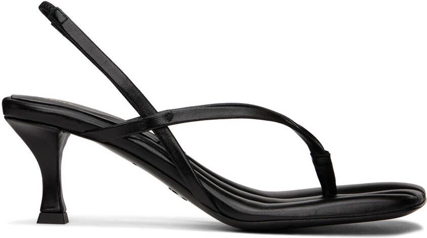 Proenza Schouler Black Square Thong Heeled Sandals