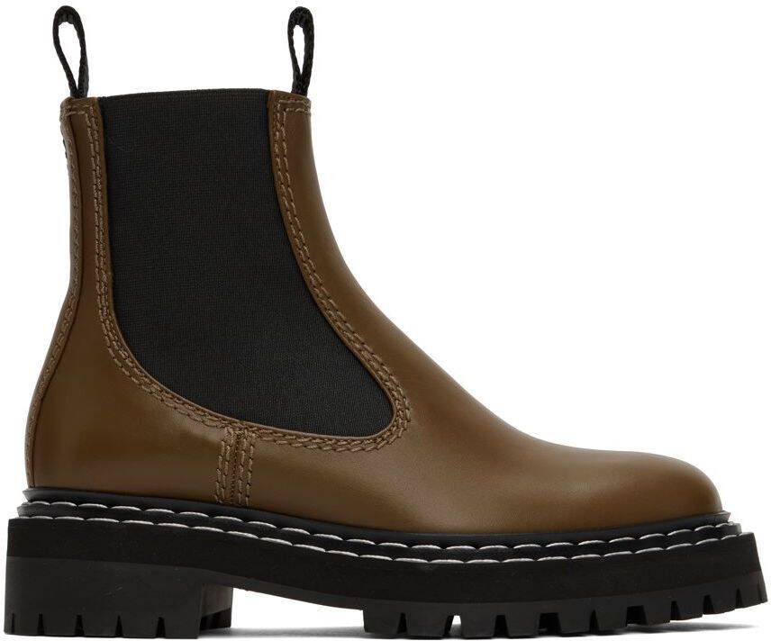 Proenza Schouler Khaki Lug Sole Chelsea Boots - Picture 5