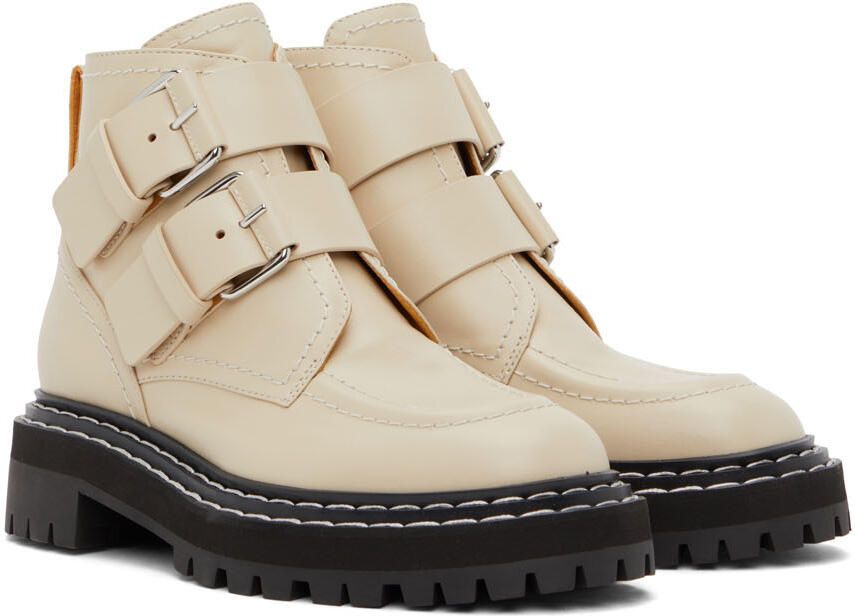 Proenza Schouler Beige Lug Sole Buckle Boots - Picture 3