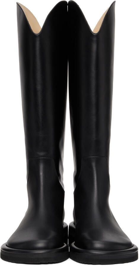 Proenza Schouler Black Leather Pipe Riding Boots - Picture 2