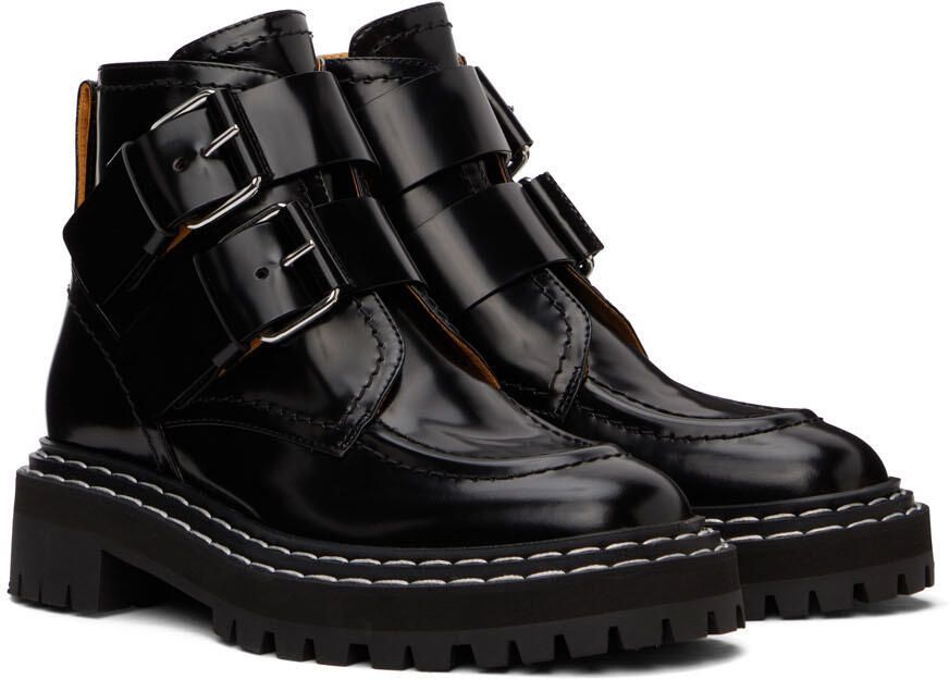 Proenza Schouler Black Lug Sole Buckle Boots - Picture 2