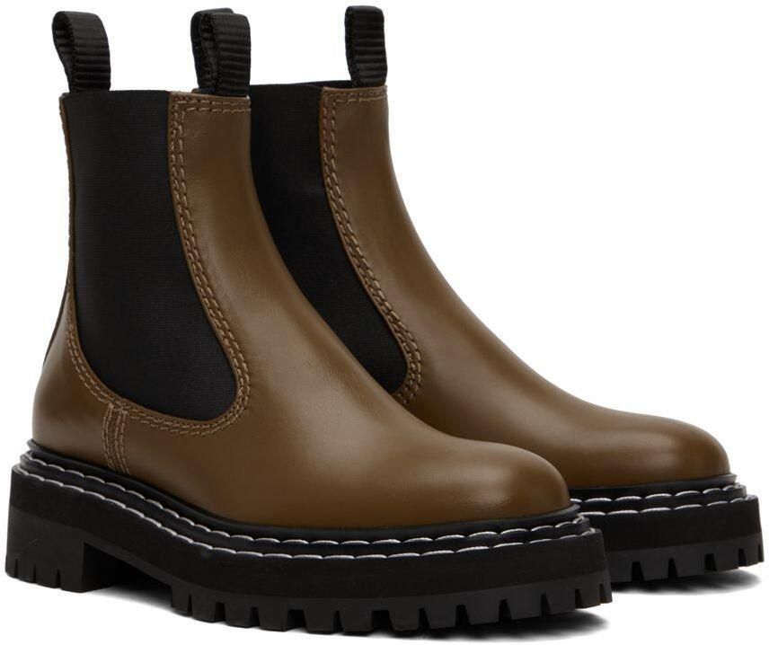 Proenza Schouler Khaki Lug Sole Chelsea Boots - Picture 2