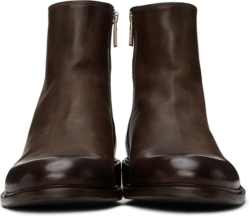 PS by Paul Smith Brown Leather Billy Zip Boots - Picture 2