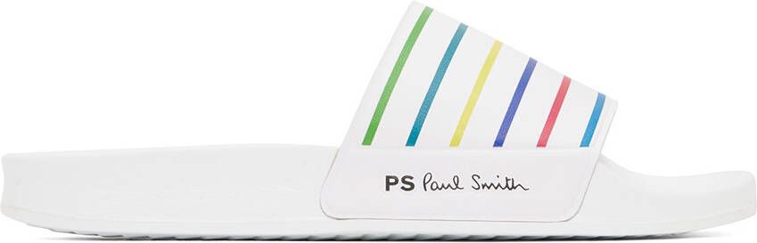 PS by Paul Smith White Nyro Sports Stripe Slides - Picture 5