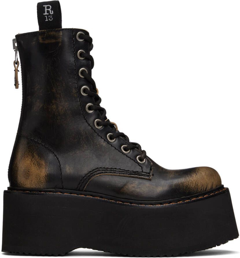 R13 Black Double Stack Boots - Picture 3