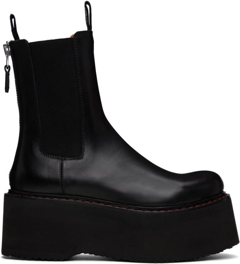 R13 Black Double Stack Chelsea Boots - Picture 5
