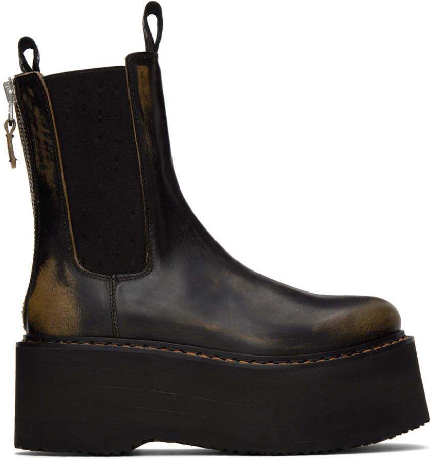 R13 Black Double Stack Chelsea Boots - Picture 5