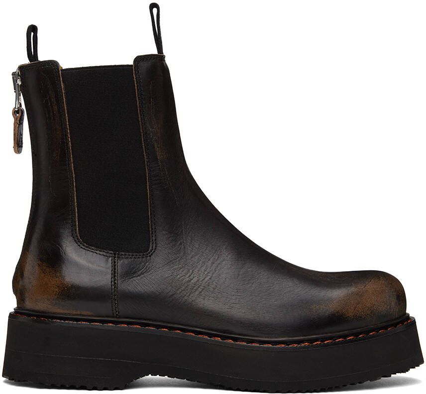R13 Black Single Stack Chelsea Boots - Picture 5