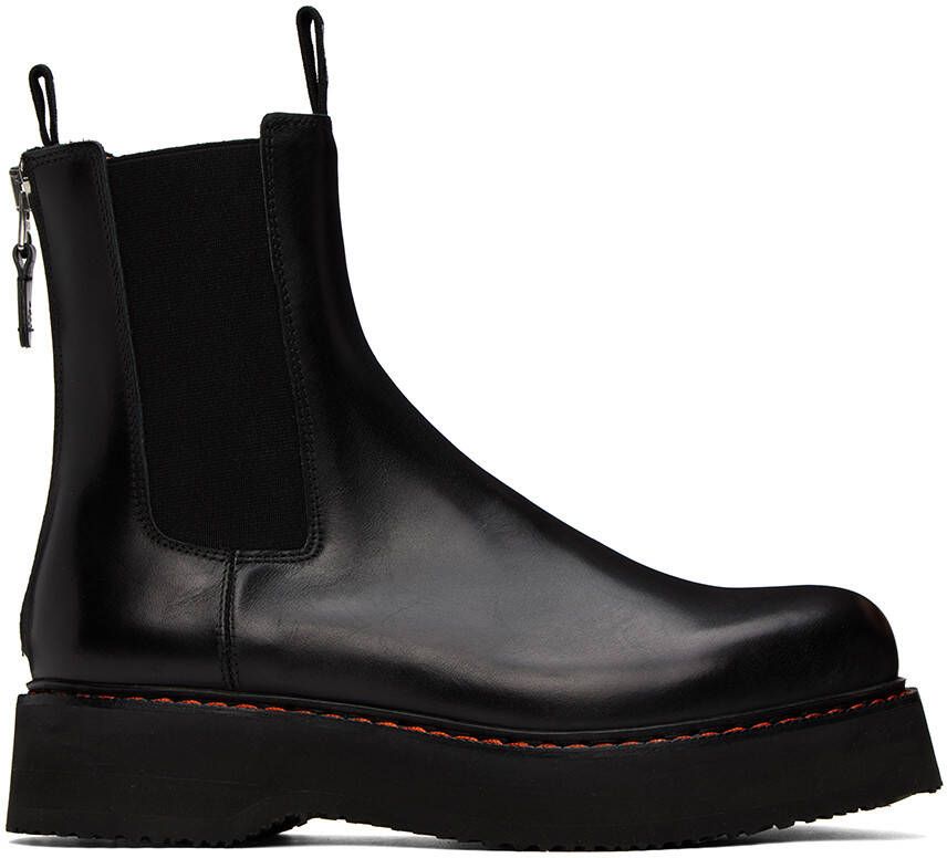 R13 Black Single Stack Chelsea Boots