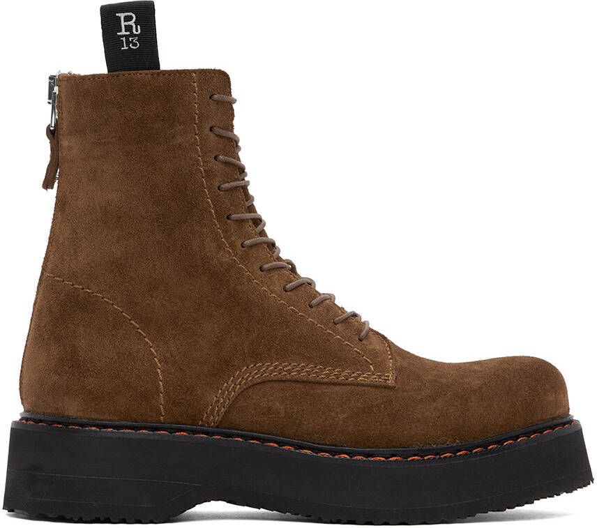 R13 Brown Single Stack Boots - Picture 5