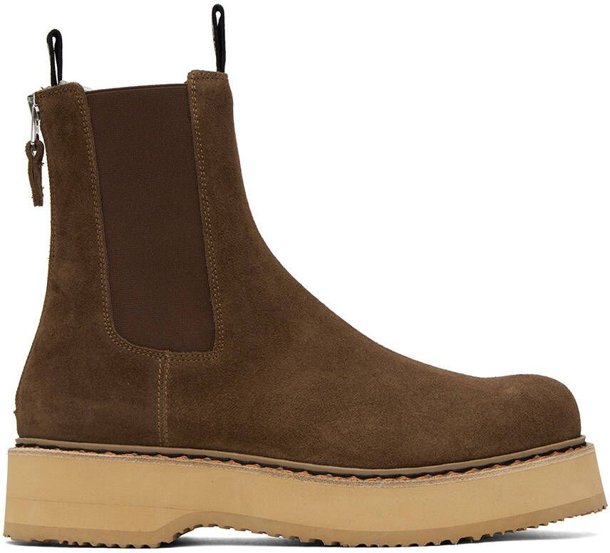 R13 Brown Single Stack Chelsea Boots - Picture 3