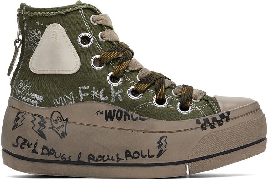 R13 Green Double Grommet Kurt Sneakers - Picture 5