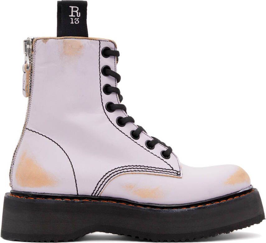 R13 Purple & Tan Stacked Platform Boots - Picture 5