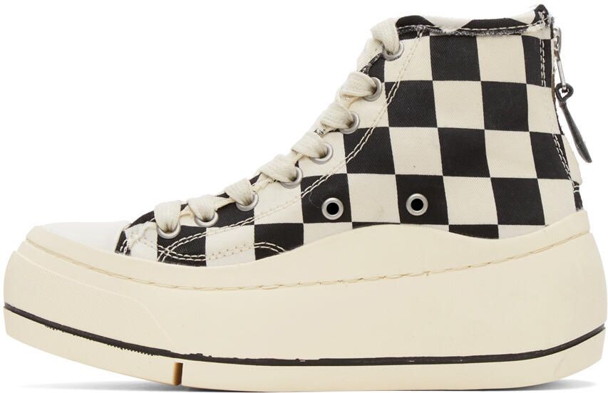 R13 Black & Off-White Check Kurt High-Top Sneakers - Picture 4