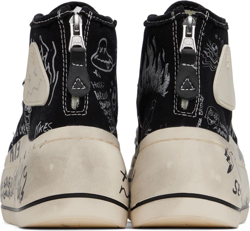 R13 Black & White Double Grommet Kurt Sneakers