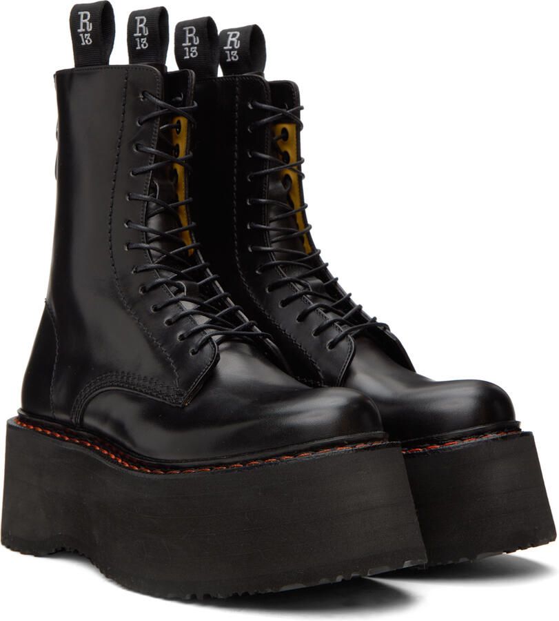 R13 Black Double Stack Boots - Picture 3