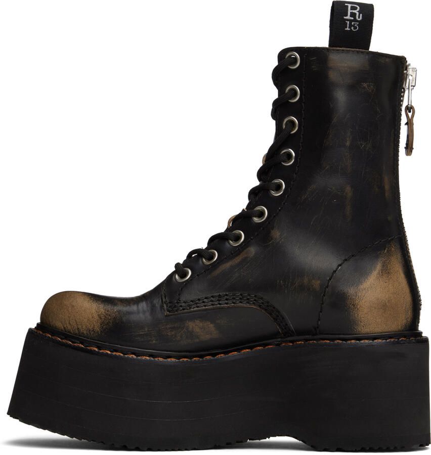 R13 Black Double Stack Boots