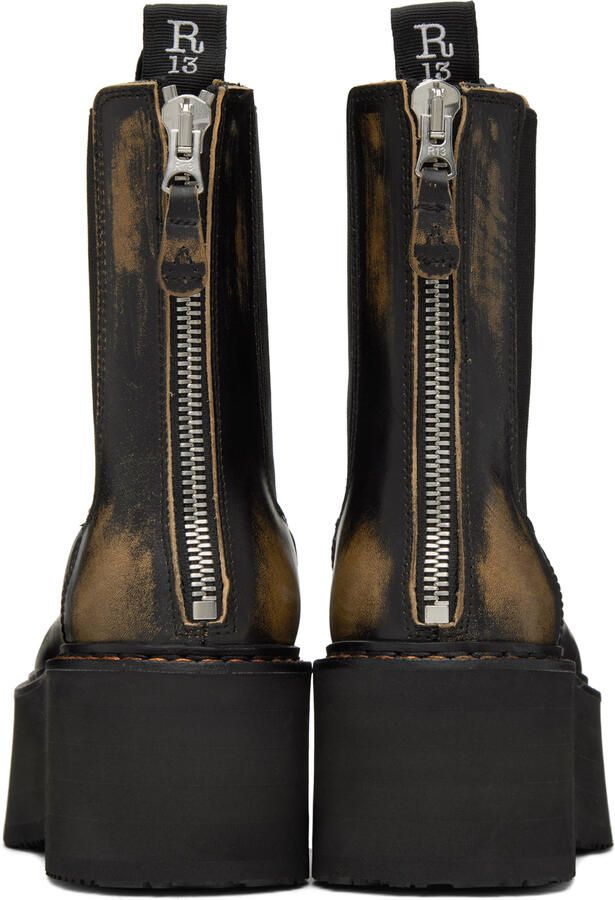 R13 Black Double Stack Chelsea Boots - Picture 3