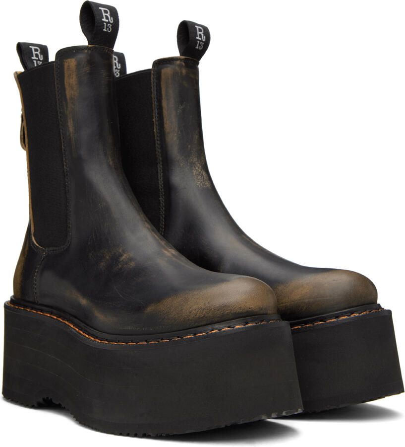 R13 Black Double Stack Chelsea Boots - Picture 2