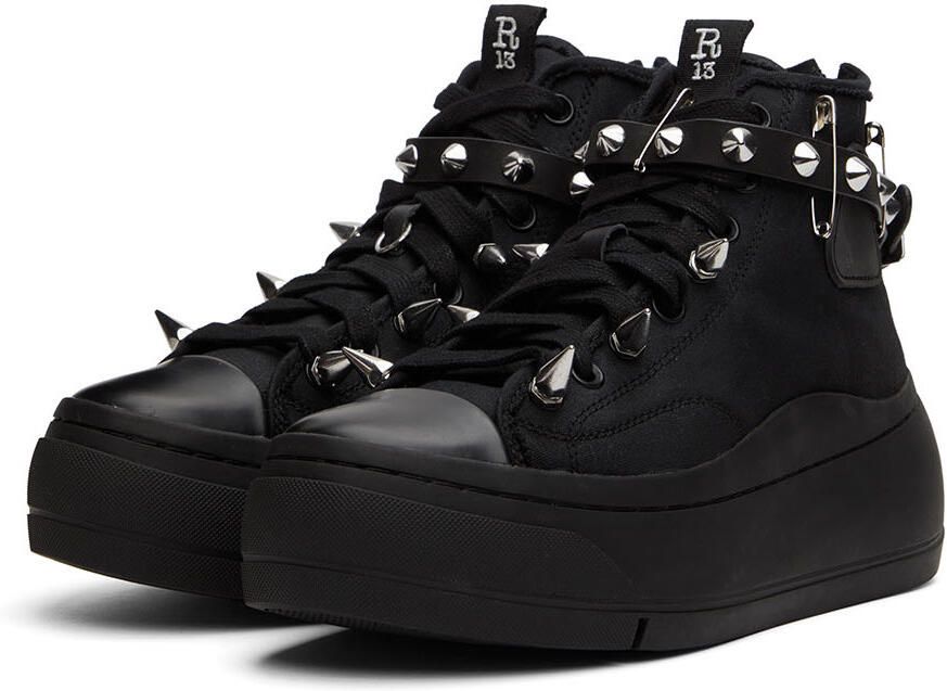R13 Black Pyramid Studded Kurt Sneakers - Picture 2