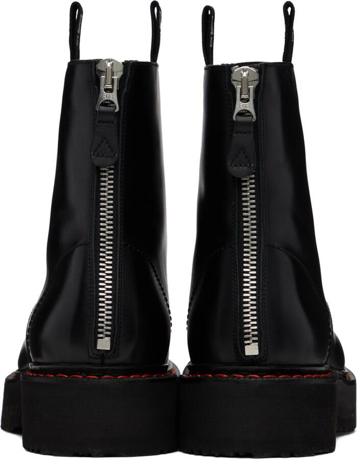 R13 Black Single Stack Lace-Up Boots