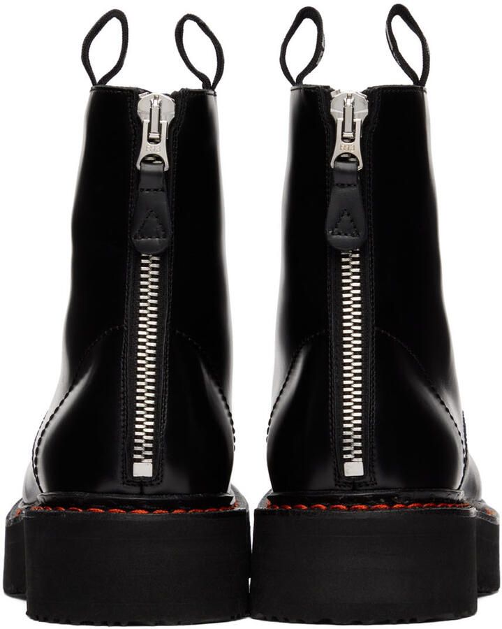 R13 Black Single Stack Platform Lace-Up Boots - Picture 7