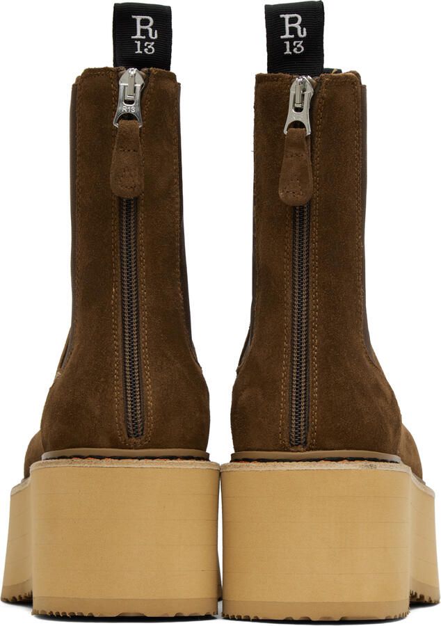 R13 Brown Double Stack Chelsea Boots - Picture 5