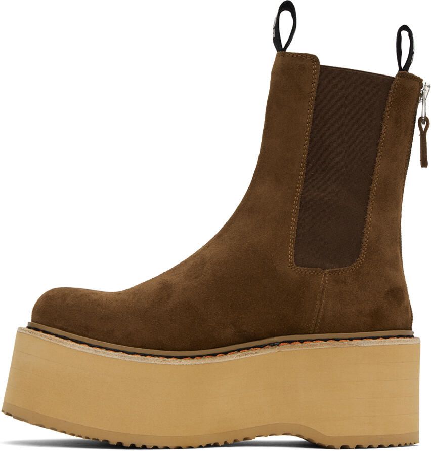 R13 Brown Double Stack Chelsea Boots