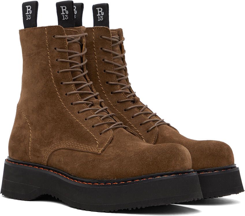 R13 Brown Single Stack Boots