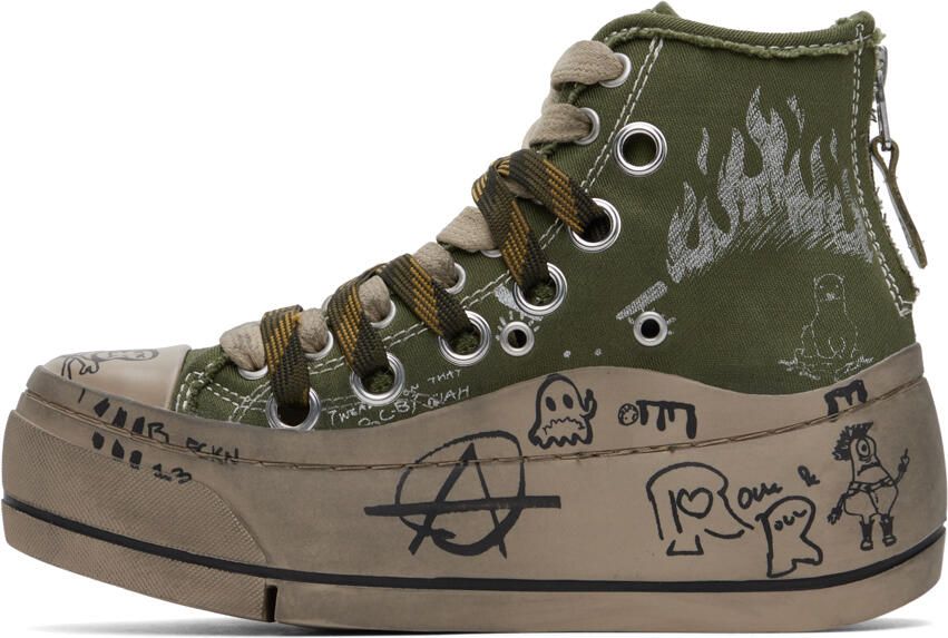 R13 Green Double Grommet Kurt Sneakers - Picture 3