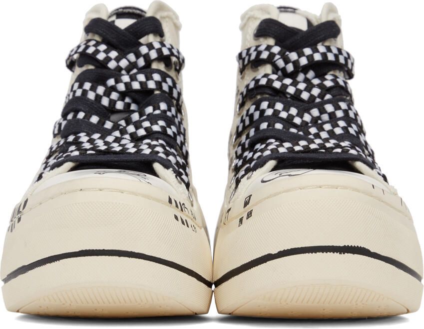 R13 Off-White Graffiti Double Grommet Kurt Sneakers - Picture 3