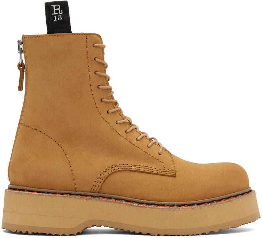 R13 Tan Single Stack Boots