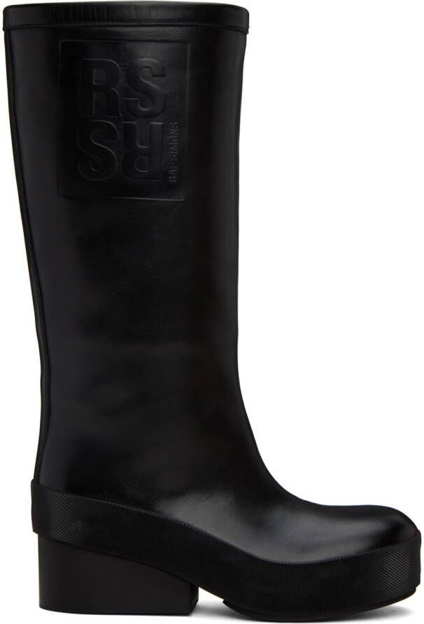 Raf Simons Black Embossed Boots - Picture 4