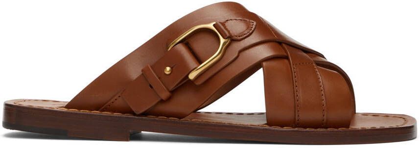 Ralph Lauren Purple Label Brown Leather Welington Sandals