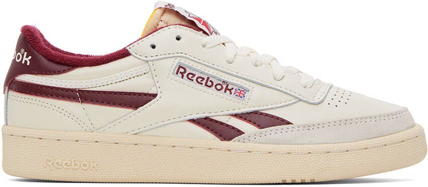 Reebok Classics Off-White & Burgundy Club C Revenge Vintage Sneakers - Picture 5
