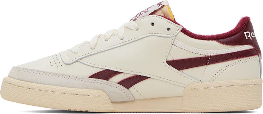 Reebok Classics Off-White & Burgundy Club C Revenge Vintage Sneakers - Picture 3