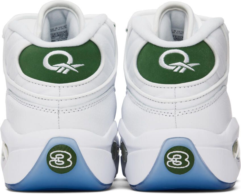 Reebok Classics White & Green Question Mid Sneakers - Picture 4