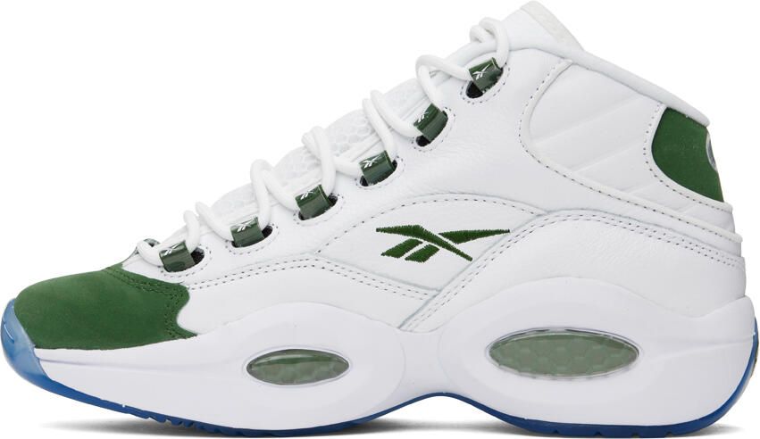 Reebok Classics White & Green Question Mid Sneakers - Picture 2