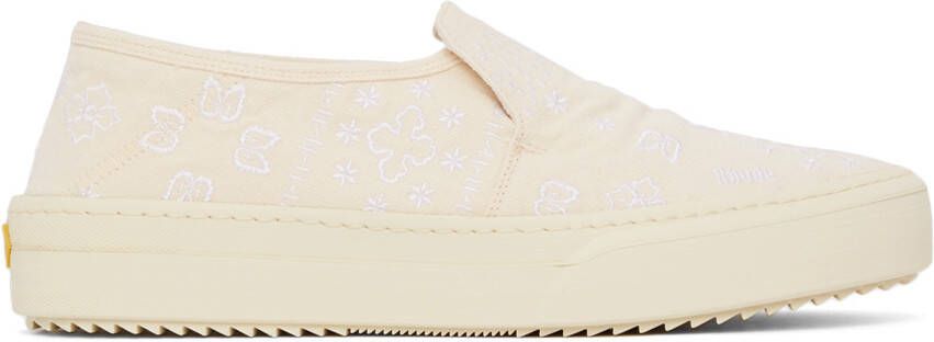 Rhude Beige Embroidered Slip-On Sneakers - Picture 5