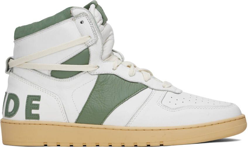 Rhude Green & White Rhecess Hi Sneakers - Picture 5