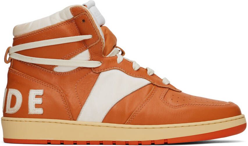 Rhude Orange & White Rhecess Hi Sneakers - Picture 5